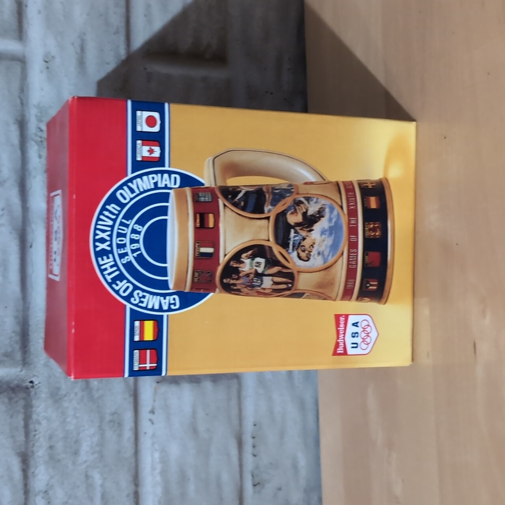 Budweiser Red and Gold Olympic Commemorative Mug Boxed